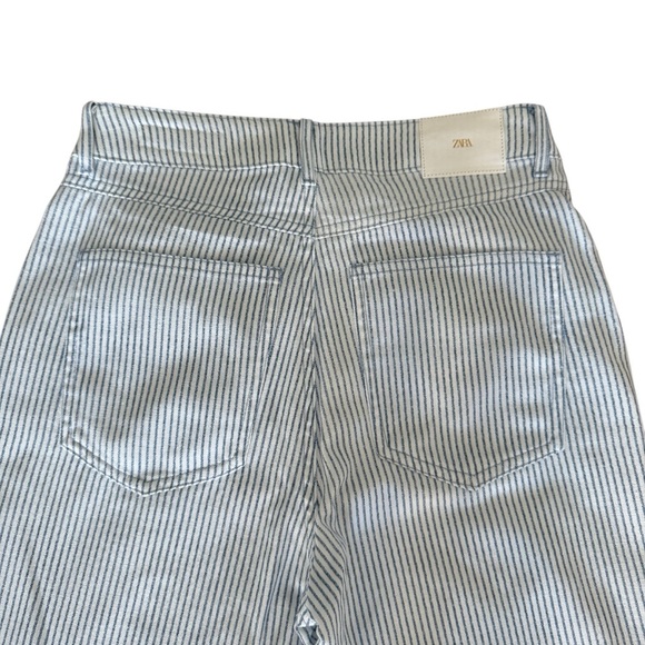 Zara Striped Straight Leg Pants - White and Blue - Picture 6 of 7